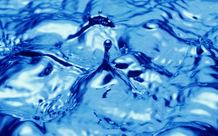 L'eau bleue close-up, gouttes, éclaboussures Fonds d'écran, image