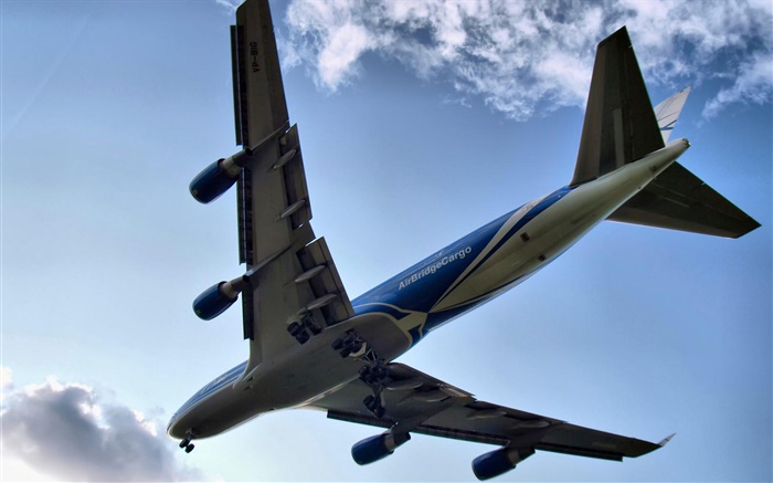 Boeing 747 volant, vue d'en bas Fonds d'écran, image