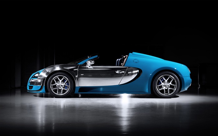 Bugatti Veyron 16.4 supercar bleue vue de côté Fonds d'écran, image