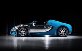 Bugatti Veyron 16.4 supercar bleue vue de côté HD Fonds d'écran