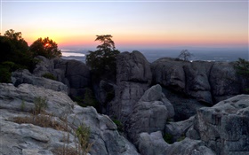 Cherokee Rock Village, arbres, coucher de soleil, Alabama, États-Unis HD Fonds d'écran
