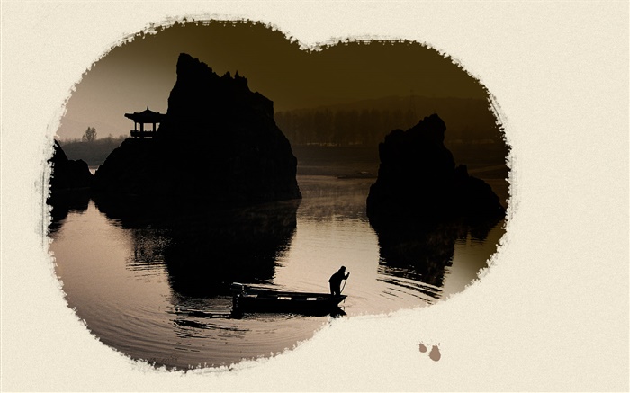 L'art de l'encre de Chine, la peinture de paysage Fonds d'écran, image