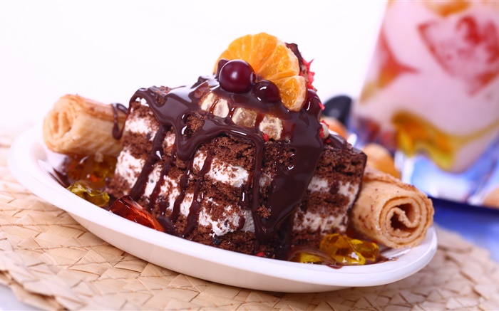 Gâteau au chocolat, dessert Fonds d'écran, image