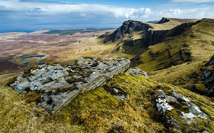 Côte, nuages, île de Skye, en Écosse, Royaume-Uni Fonds d'écran, image