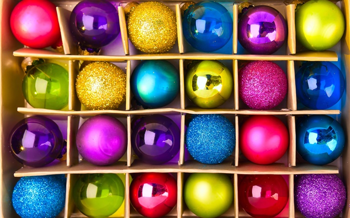 Boules colorées de fête, Noël Fonds d'écran, image