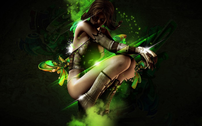 Fantasy Girl danse, vert résumé Fonds d'écran, image
