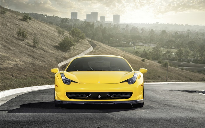 Ferrari 458 Italia supercar jaune vue de face Fonds d'écran, image