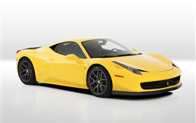 Ferrari 458 Italia supercar jaune vue de côté HD Fonds d'écran