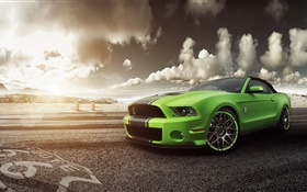 Ford Mustang Shelby GT500 supercar verte