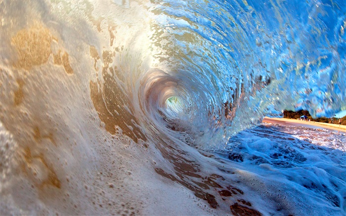 Hawaï, les vagues, tunnel d'eau Fonds d'écran, image
