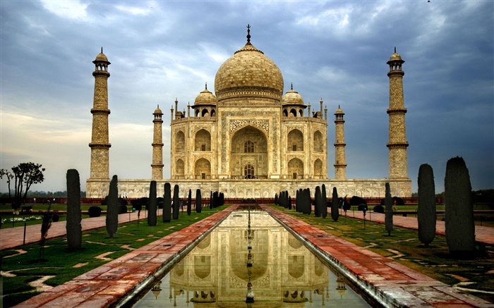 Inde Agra Taj Mahal, crépuscule, nuages Fonds d'écran, image