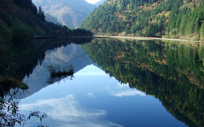 Lac, les montagnes, les arbres, réflexion de l'eau Fonds d'écran, image
