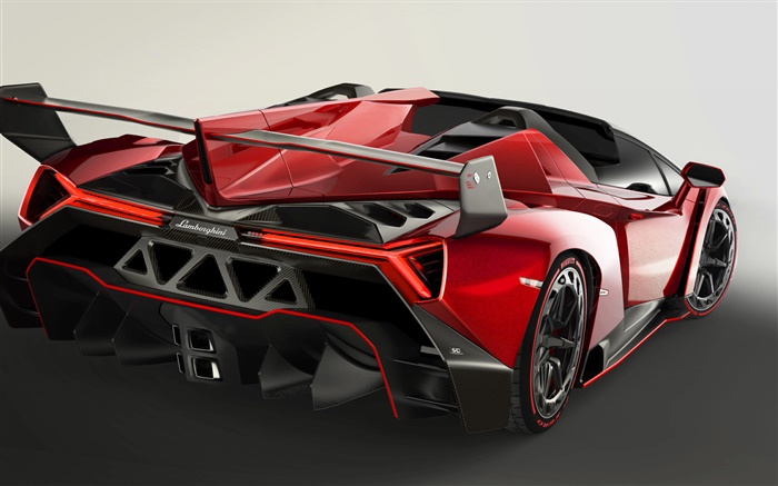 Lamborghini Veneno Roadster, vue arrière de voiture de luxe rouge Fonds d'écran, image
