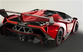 Lamborghini Veneno Roadster, vue arrière de voiture de luxe rouge HD Fonds d'écran