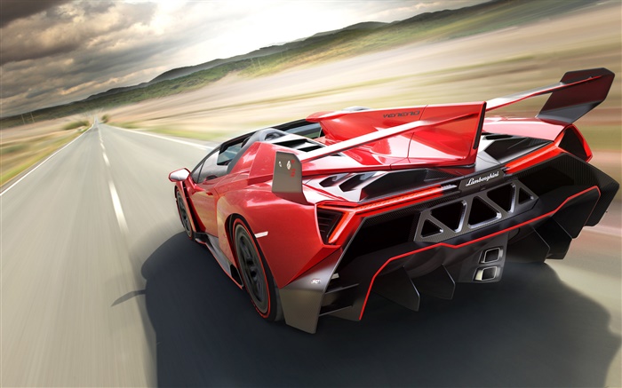 Lamborghini Veneno Roadster vue arrière de supercar rouge Fonds d'écran, image