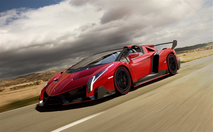 Lamborghini Veneno Roadster rouge vitesse de supercar Fonds d'écran, image