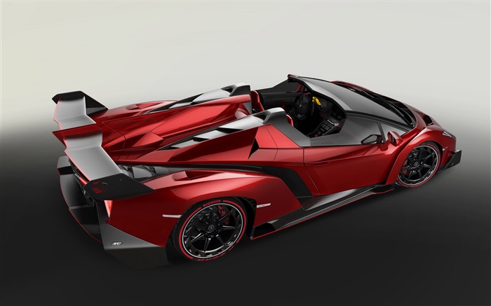 Lamborghini Veneno Roadster supercar rouge vue de dessus latérale Fonds d'écran, image