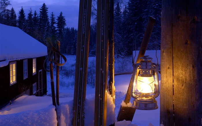 Éclairé la lanterne, gatepost, la Suède, la nuit Fonds d'écran, image