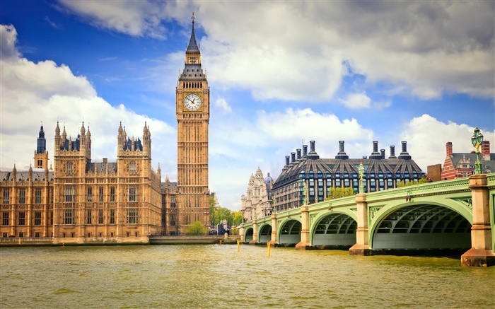 Londres, Angleterre, ville, pont, rivière, Big Ben Fonds d'écran, image