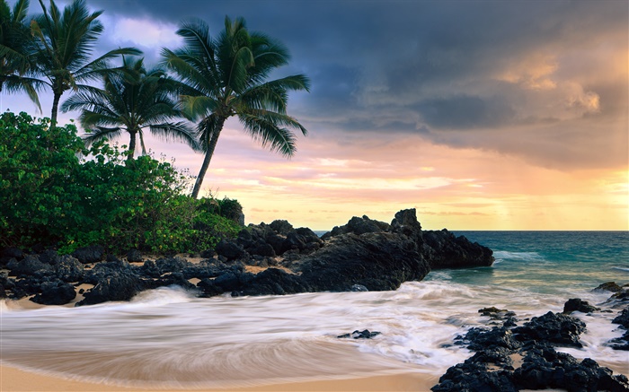 Makena Cove, Ile de Maui, Hawaii, plage secrète Fonds d'écran, image