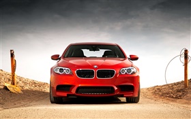 BMW M5 F10 rouge vue avant de la voiture HD Fonds d'écran