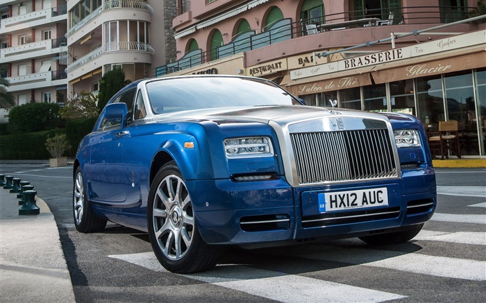 Rolls-Royce Motor Cars, voiture bleue vue de l'avant Fonds d'écran, image