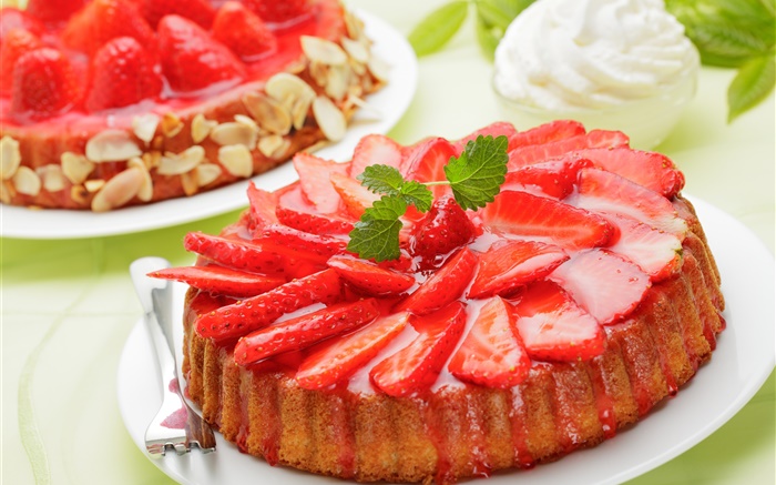 Tranches de gâteau aux fraises Fonds d'écran, image