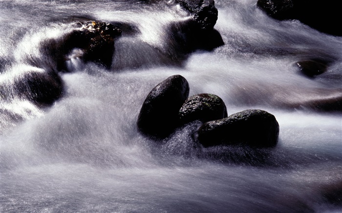 Ruisseau, rivière, pierre noire Fonds d'écran, image