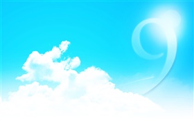 9 logo de Windows, nuages, ciel HD Fonds d'écran