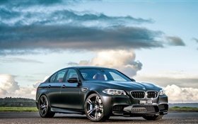 2,015 BMW M5 F10 Sedan voiture noire HD Fonds d'écran