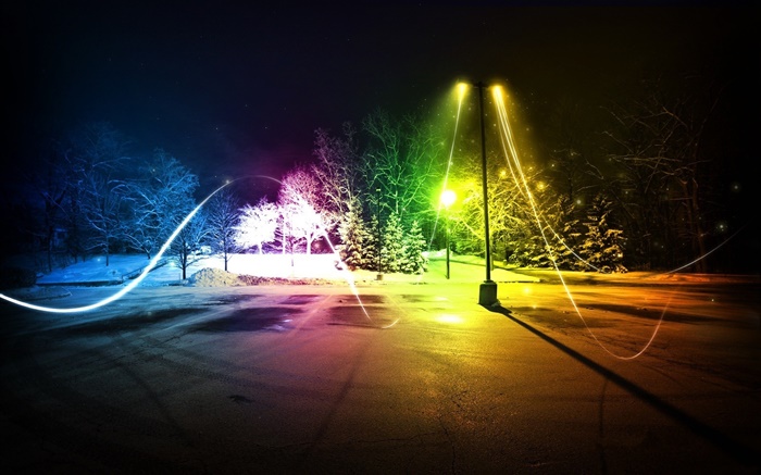 Résumé lumière colorée, nuit, hiver Fonds d'écran, image
