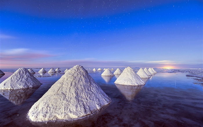 Dead Sea, le coucher du soleil, des tas de sel Fonds d'écran, image