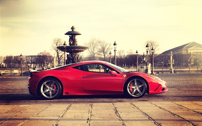Ferrari 458 supercar rouge vue de côté Fonds d'écran, image
