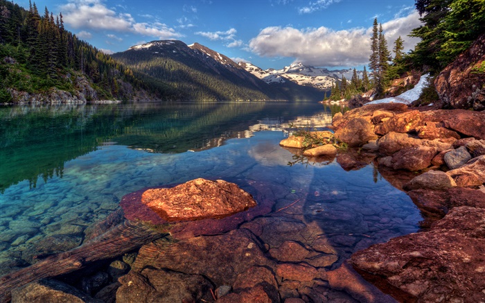 Garibaldi, le Canada, montagnes, rochers, forêt, arbres, lac Fonds d'écran, image