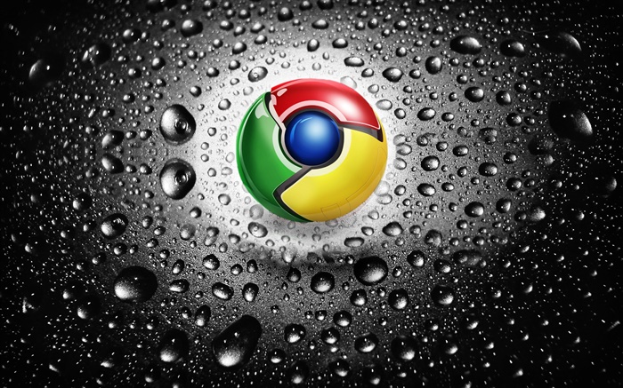 Logo Google Chrome, gouttes d'eau Fonds d'écran, image