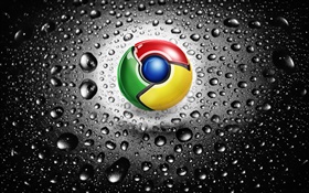 Logo Google Chrome, gouttes d'eau