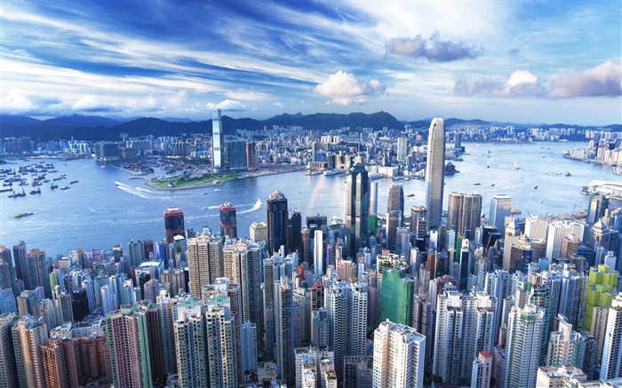 Hong Kong, ville, gratte-ciel, la métropole Fonds d'écran, image