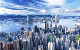 Hong Kong, ville, gratte-ciel, la métropole HD Fonds d'écran