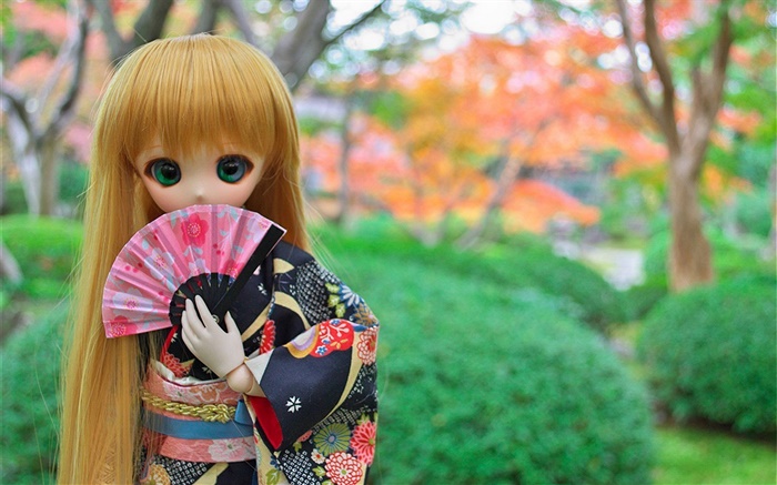 Fille japonaise du jouet, poupée, cheveux longs Fonds d'écran, image