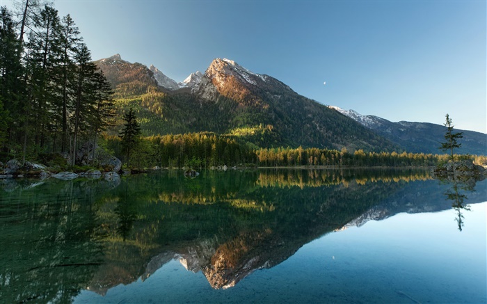 Lac, les arbres, les montagnes, réflexion de l'eau Fonds d'écran, image