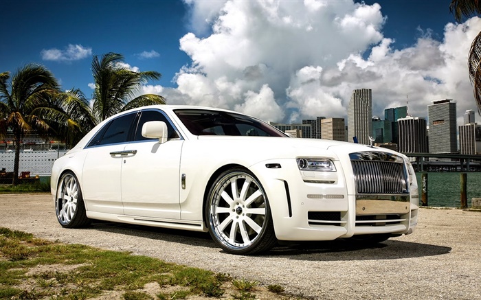 Rolls-Royce Ghost voiture blanche limitée Fonds d'écran, image