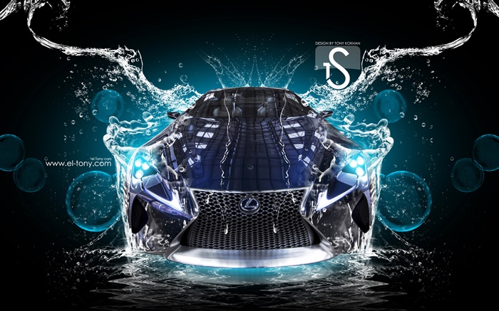 Voiture les projections d'eau, Lexus, vue de face, le design créatif Fonds d'écran, image