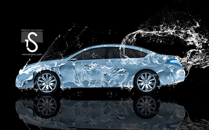Voiture les projections d'eau, Nissan, vue de côté, le design créatif Fonds d'écran, image
