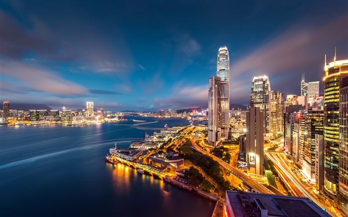 Belle nuit de la ville, à Hong Kong Fonds d'écran, image