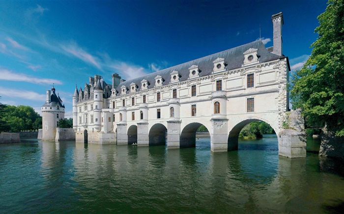 Château de Chenonceau, France, rivière, été Fonds d'écran, image