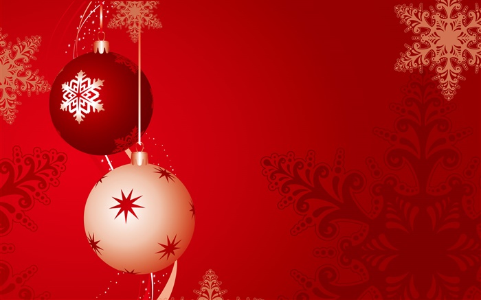 Boules de Noël, fond rouge Fonds d'écran, image