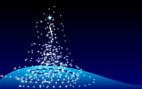 Conception de Noël, arbre abstrait, étoiles, fond bleu HD Fonds d'écran