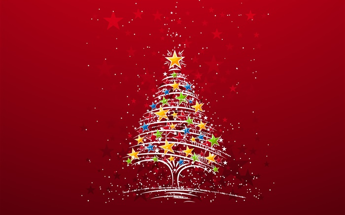 Thème de Noël, coloré étoiles arbre, photos créatives Fonds d'écran, image