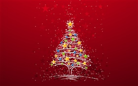 Thème de Noël, coloré étoiles arbre, photos créatives HD Fonds d'écran
