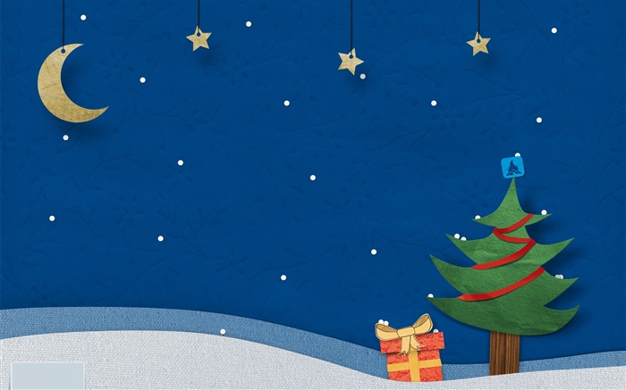 Le thème de Noël photos, le design créatif, arbre, cadeaux, étoiles, la lune Fonds d'écran, image
